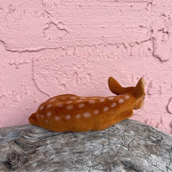 Vintage Flocked Deer Fawn Doe Christmas Hong Kong - Picture 5 of 8